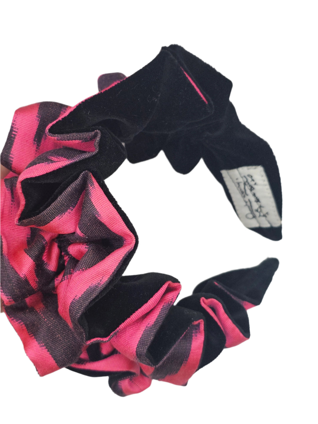 Fuchsia and Black Ikat with Black Velvet