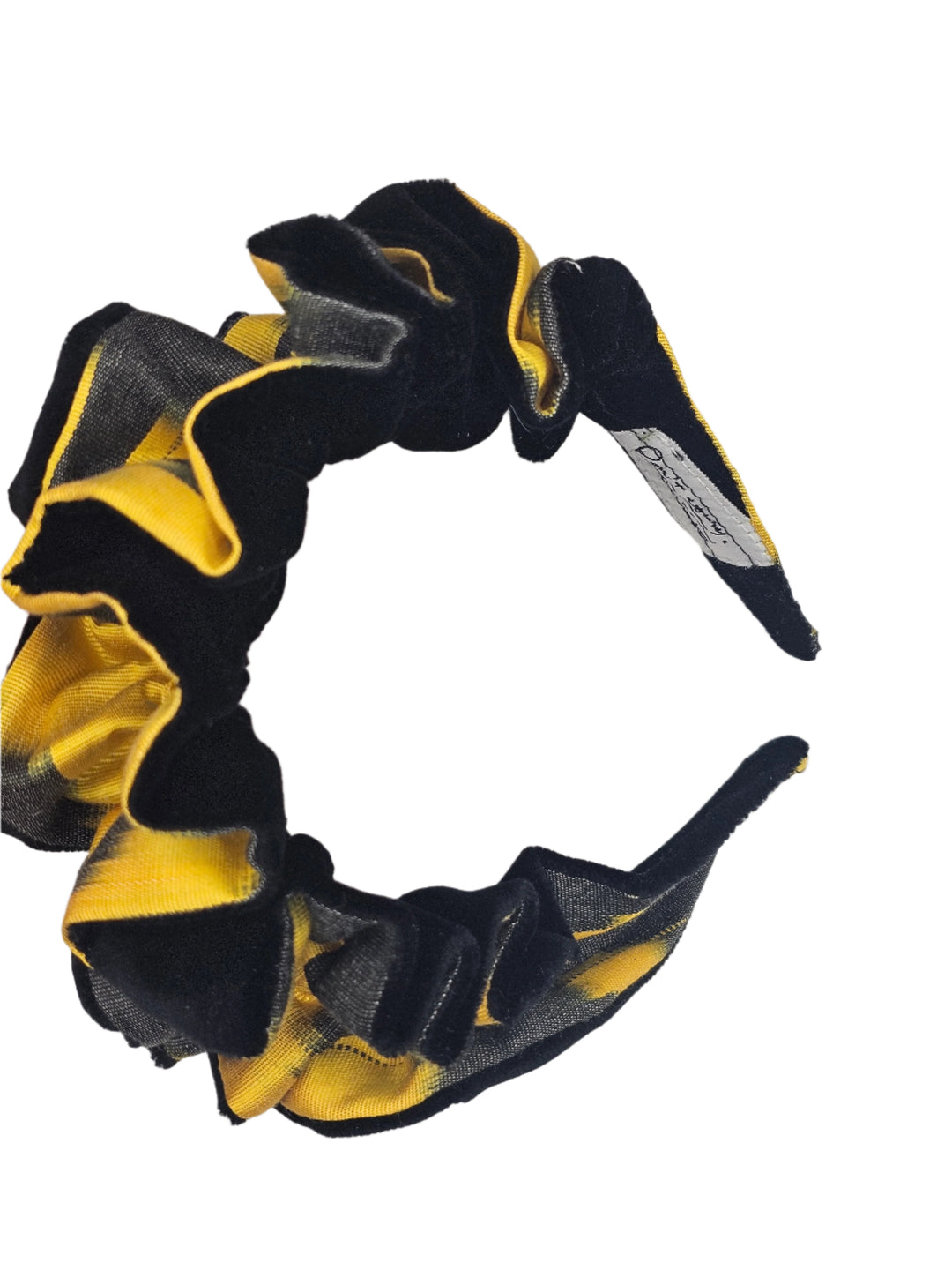 Yellow, Gray, and Black Ikat with Black Velvet