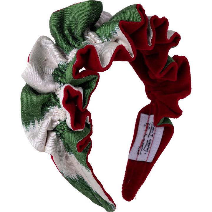 Emerald and White Ikat with Red Velvet
