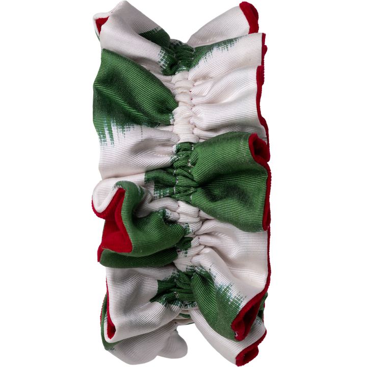 Emerald and White Ikat with Red Velvet