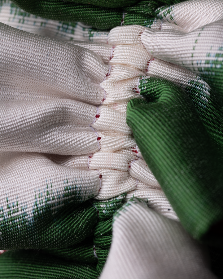Emerald and White Ikat with Red Velvet