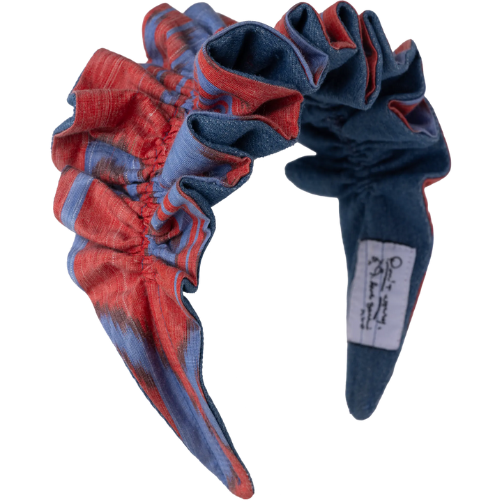 Cornflower and Cranberry Ikat with Denim