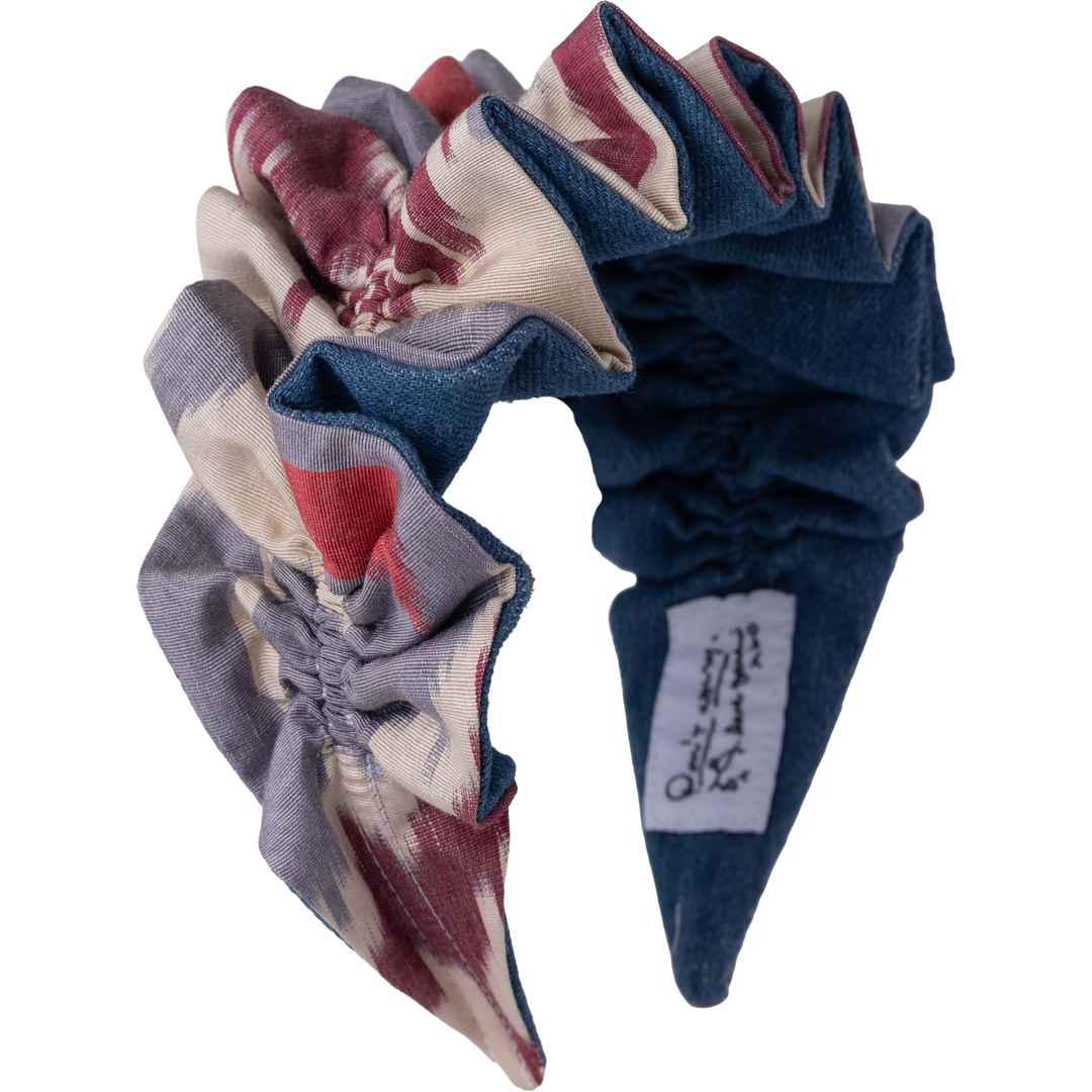 Indigo, Berry, and Cream Ikat with Denim