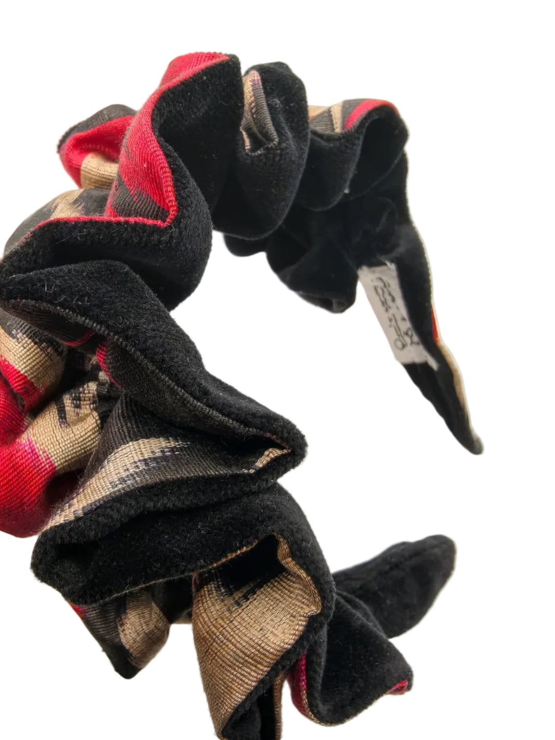 Crimson, Champagne, and Black Ikat with Black Velvet