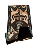 Champagne Midnight Blue Ikat Stole with Velvet. Vienna atelier.
