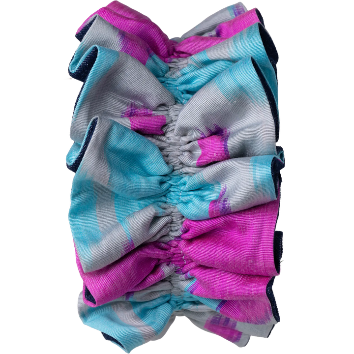 Pink, Turquoise, and Dove  Ikat with Denim